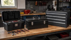 プラスチック製・スチール製・チェスト型を比較できる工具箱おすすめ選びの作業場イメージ