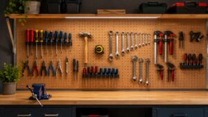 有孔ボードを使った見やすい工具の壁面収納アイデア