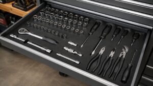 工具収納スポンジでソケットやドライバーを定位置管理した工具箱