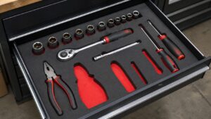 二層スポンジで工具の欠品が見える5S工具収納