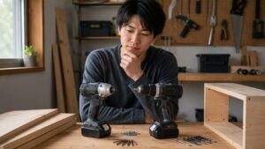 インパクトドライバとドライバドリルを比較する初心者の木工DIY