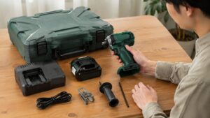 電動工具本体とバッテリー充電器ケースを確認する購入前チェック