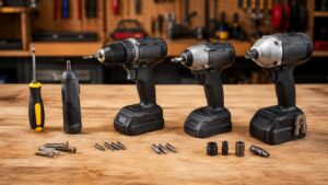 手回しドライバーと電動工具の種類を比較できる作業台