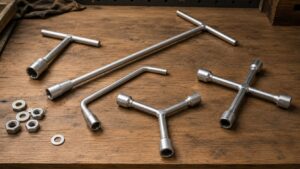 T形・L形・Y形・クロス形のボックスレンチを並べた種類別の工具イメージ