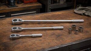 ショート・標準・ロングのラチェットレンチを並べた長さ比較のイメージ