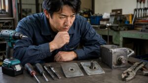 なめたネジや折れたボルトの状態に合うネジ外し工具を選ぶ日本人男性