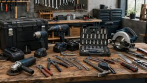 電動工具と手工具が並ぶ工房の作業台で見る工具業界の全体像