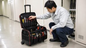 工具を整理して収納できるキャスター付きソフト工具バッグ